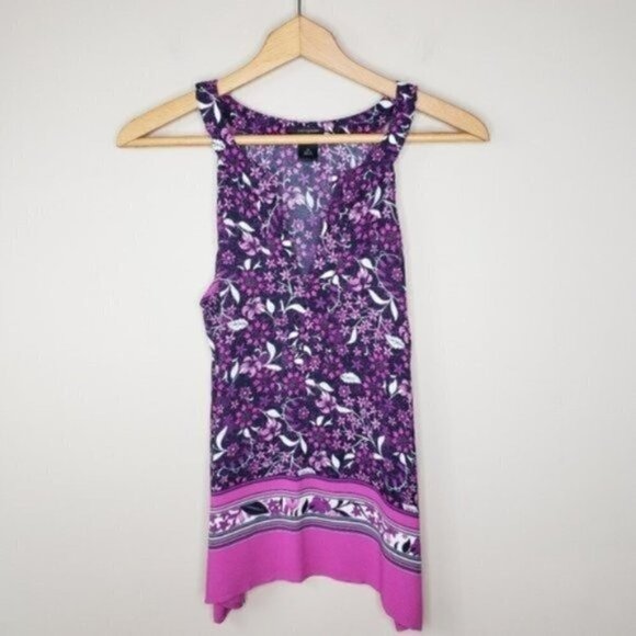 Ann Taylor Factory | Pink & Purple Floral Tank Top - Picture 1 of 4